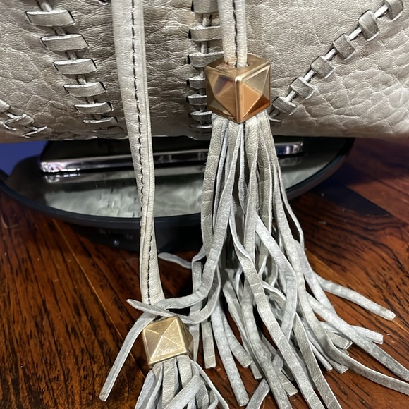 BRIAN ATWOOD Olive Green Pebbled leather Laser Cut Drawstring Bucket Bag - Picture 3 of 14